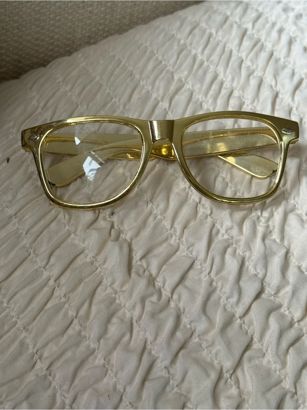 Metallic gold Clear Lens Women's Fashion Glasses. Super flattering.